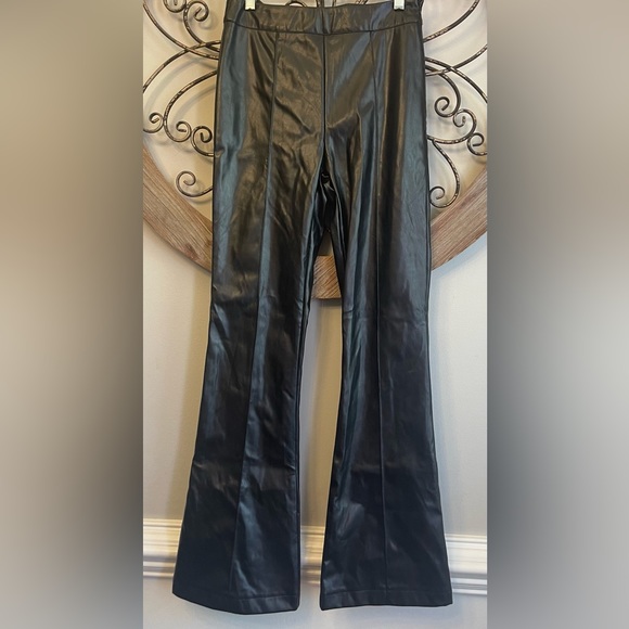Princess Polly Faux Leather Flare Leg Pants - Picture 1 of 6